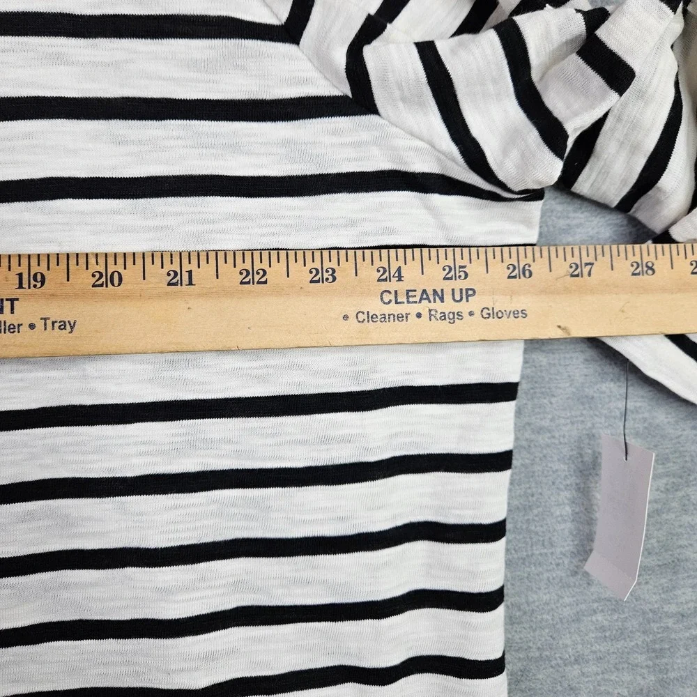 Talbots Plus Petite Women's 3XP Black White Striped Square Neck 3/4 Sleeve Top